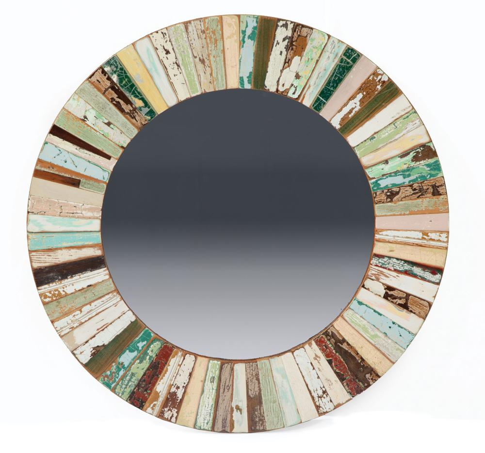 Appraisal: Contemporary Sunburst Mirror New Orleans comprised of painted wood fragments