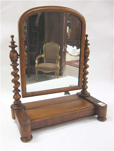 Appraisal: VICTORIAN MAHOGANY DRESSING TABLE MIRROR English th century the arch-top