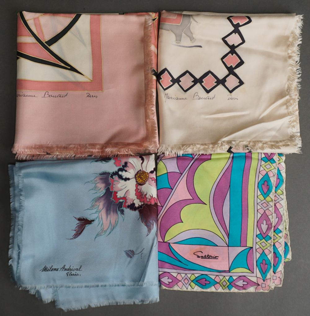 Appraisal: Two Marianne Bouvent Silk Scarves Milene Andrival Silk Scarf and