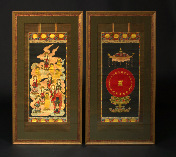 Appraisal: Good Pair of Framed Japanese Scrolls of the Thirteen Buddhas