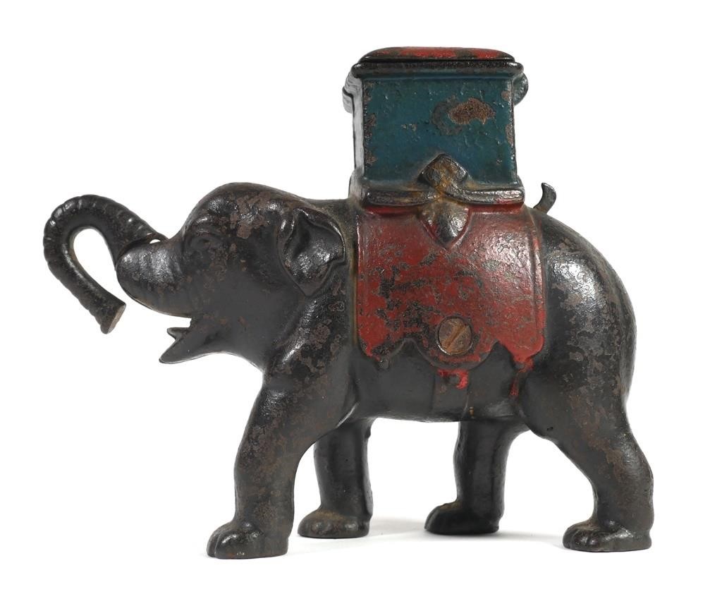 Appraisal: ELEPHANT HOWDAH MECHANICAL BANKThis is clearly an original Elephant Howda