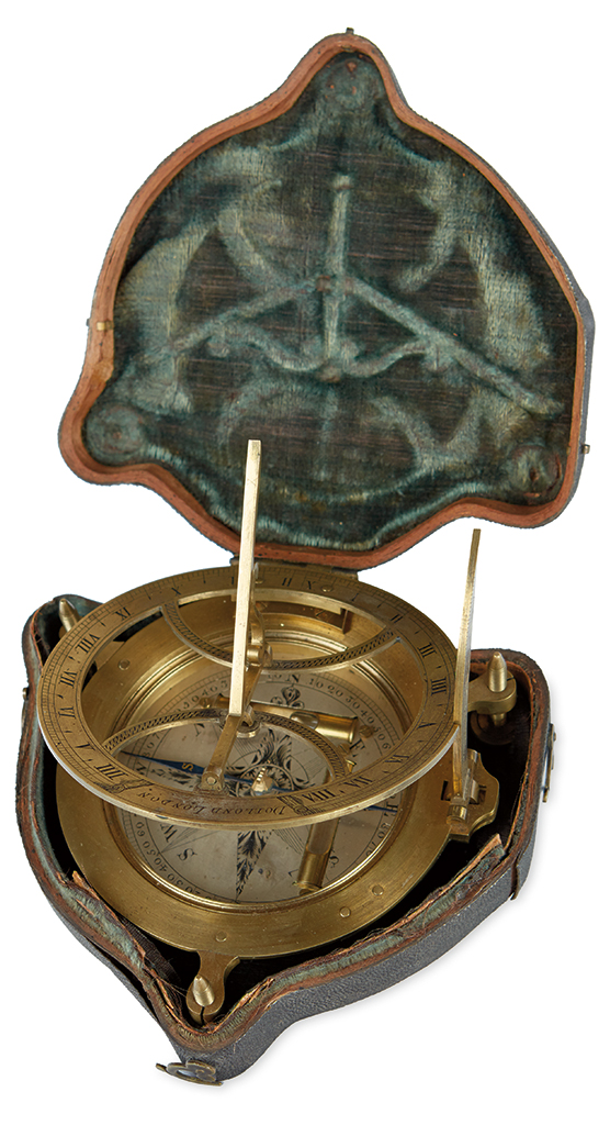 Appraisal: SCIENTIFIC INSTRUMENT Dollond Peter Inch Brass Inclining Sundial Compass Housed