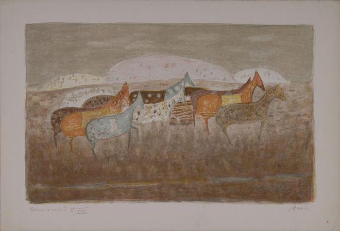 Appraisal: ZORAN MUSIC - HORSES Lithograph in color x in artist