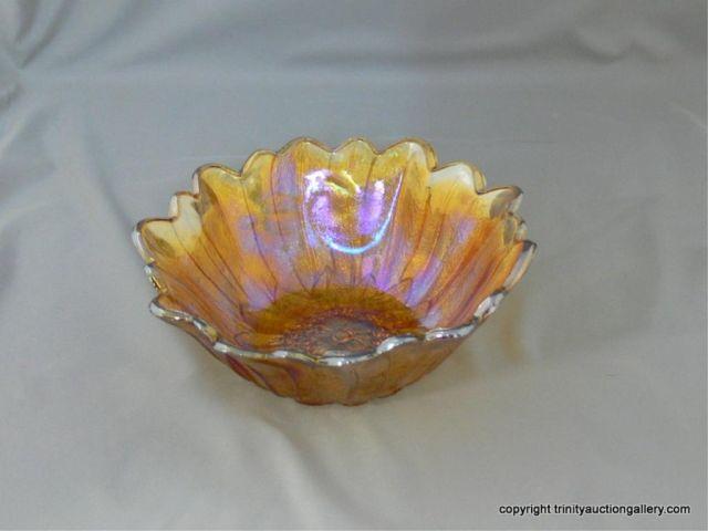 Appraisal: Iridescent Flower Bowl - Molded Glass - Shaped like a