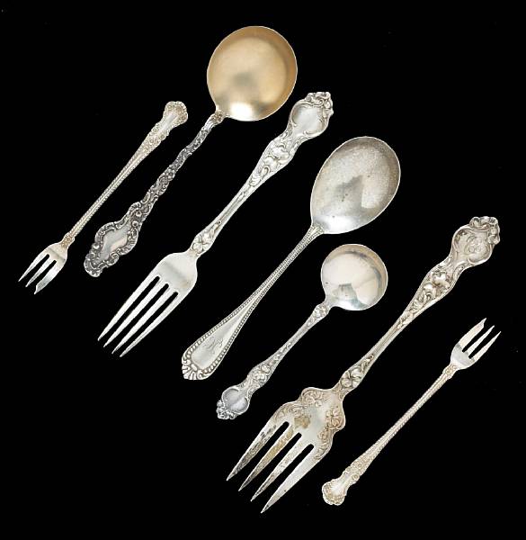 Appraisal: A group of sterling flatware Comprising Cambridge cocktail forks Gorham