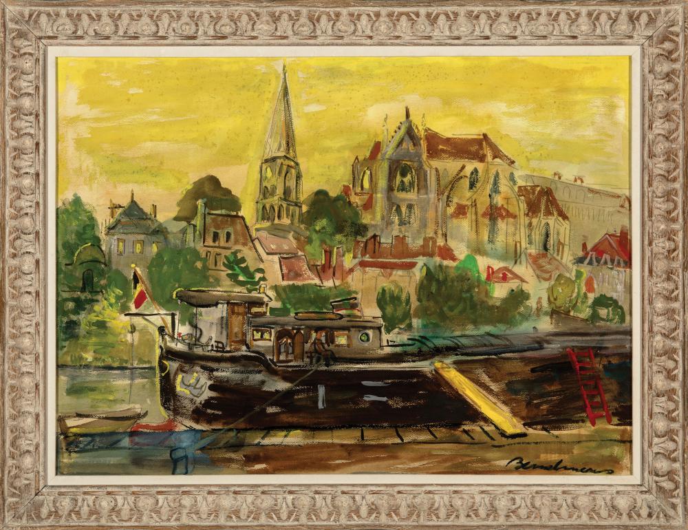 Appraisal: Ludwig Bemelmans American - Auxerre Belgian Barge France watercolor on