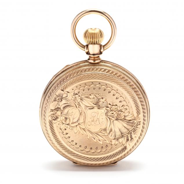 Appraisal: Antique Gold Hunter Case Pocket Watch Elgin Circa stem wind