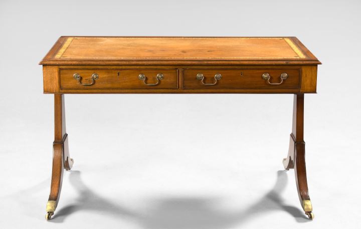 Appraisal: Regency-Style Mahogany Writing Table early th century the rectangular top