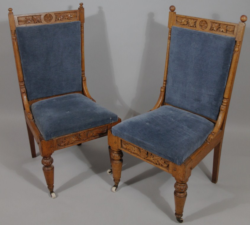 Appraisal: A pair of ladies and gentleman's chairs the back rails