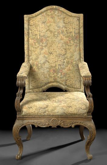 Appraisal: Provincial Louis XV Oak Fauteuil la Reine mid- th century