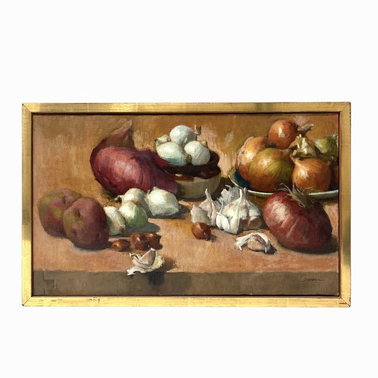 Appraisal: Bevans Onions Bevans Onions Signed Oil on Canvas Measures inches