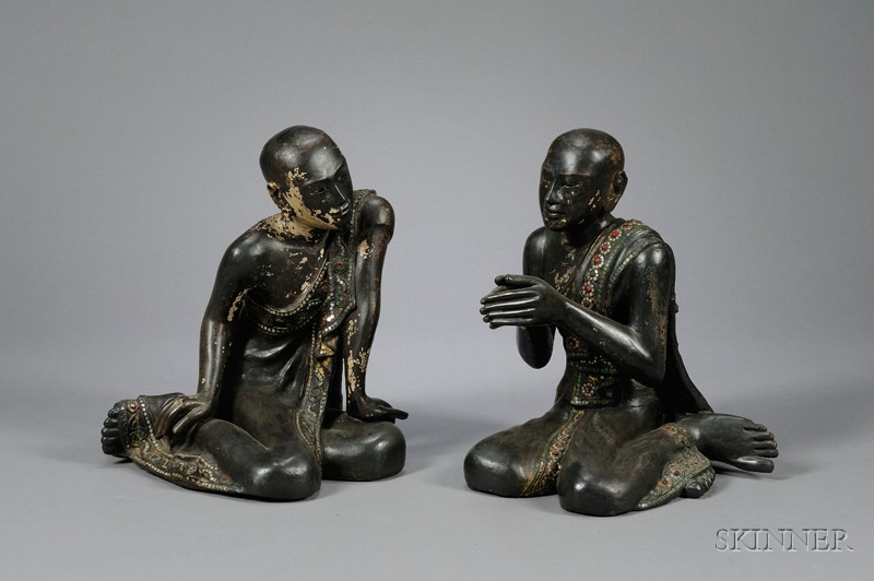 Appraisal: Pair of Votive Figures Burma th early th century reclining