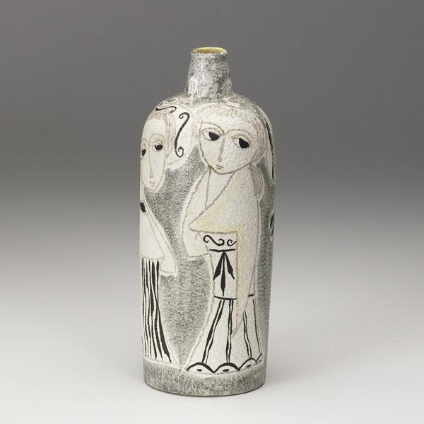 Appraisal: FANTONI Bottle-shaped vase decorated with elegant ladies th C Marked