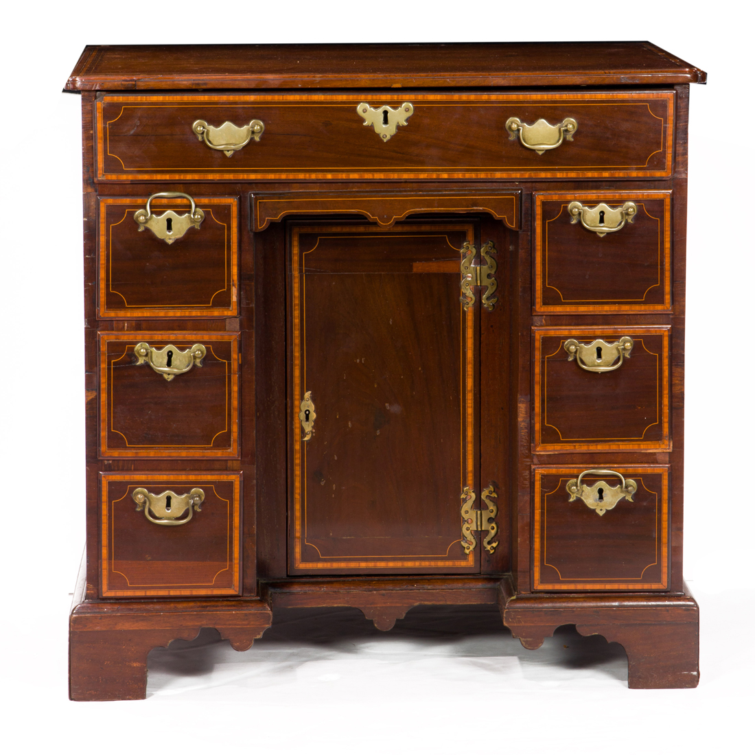 Appraisal: AN ENGLISH QUEEN ANNE MAHOGANY KNEE HOLE DESK An English