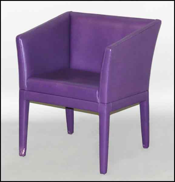 Appraisal: GROUP OF FOUR PURPLE TRI-MARK TULIP LEATHER CHAIRS H ''