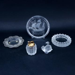 Appraisal: Lot of Five Lalique Crystal Tabletop Items Includes pc Jamaique