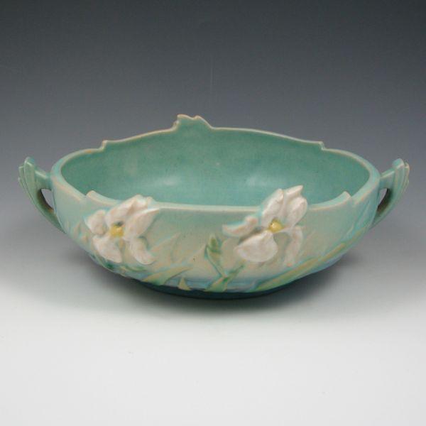 Appraisal: Roseville Iris blue console bowl Marked Roseville - Mint wide