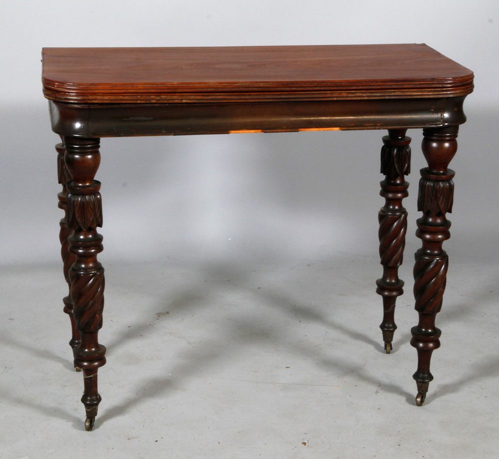 Appraisal: - th C Sheraton Mahogany Card Table th century Sheraton