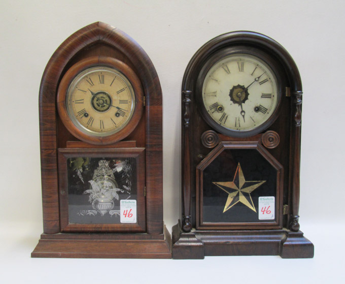 Appraisal: TWO AMERICAN VICTORIAN ROSEWOOD SHELF CLOCKS Ansonia Beehive time strike