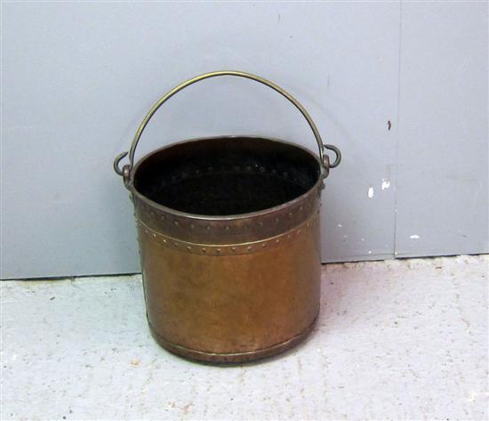 Appraisal: th century copper and brass coal bucket with hoop handle