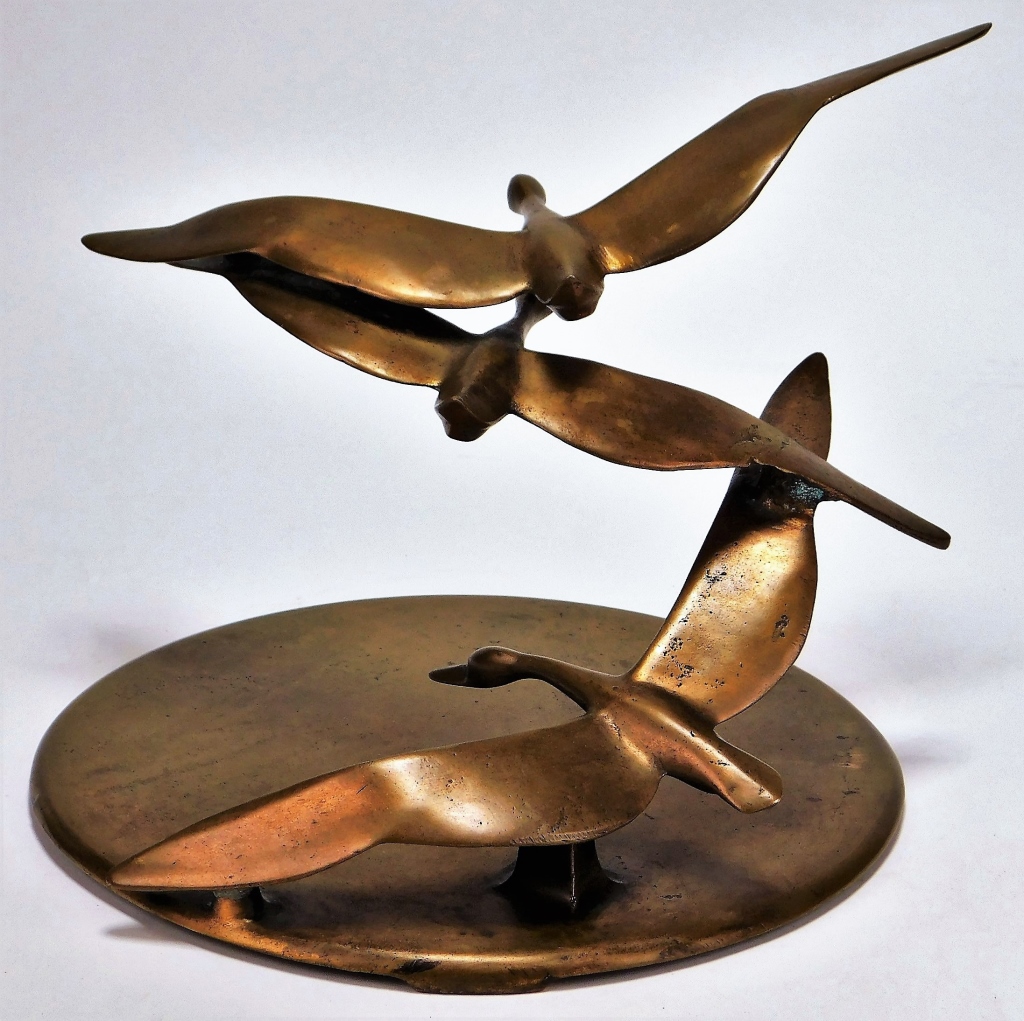 Appraisal: ROBERT GARRET THEW BRASS GOOSE SCULPTURE Connecticut - Modern depiction