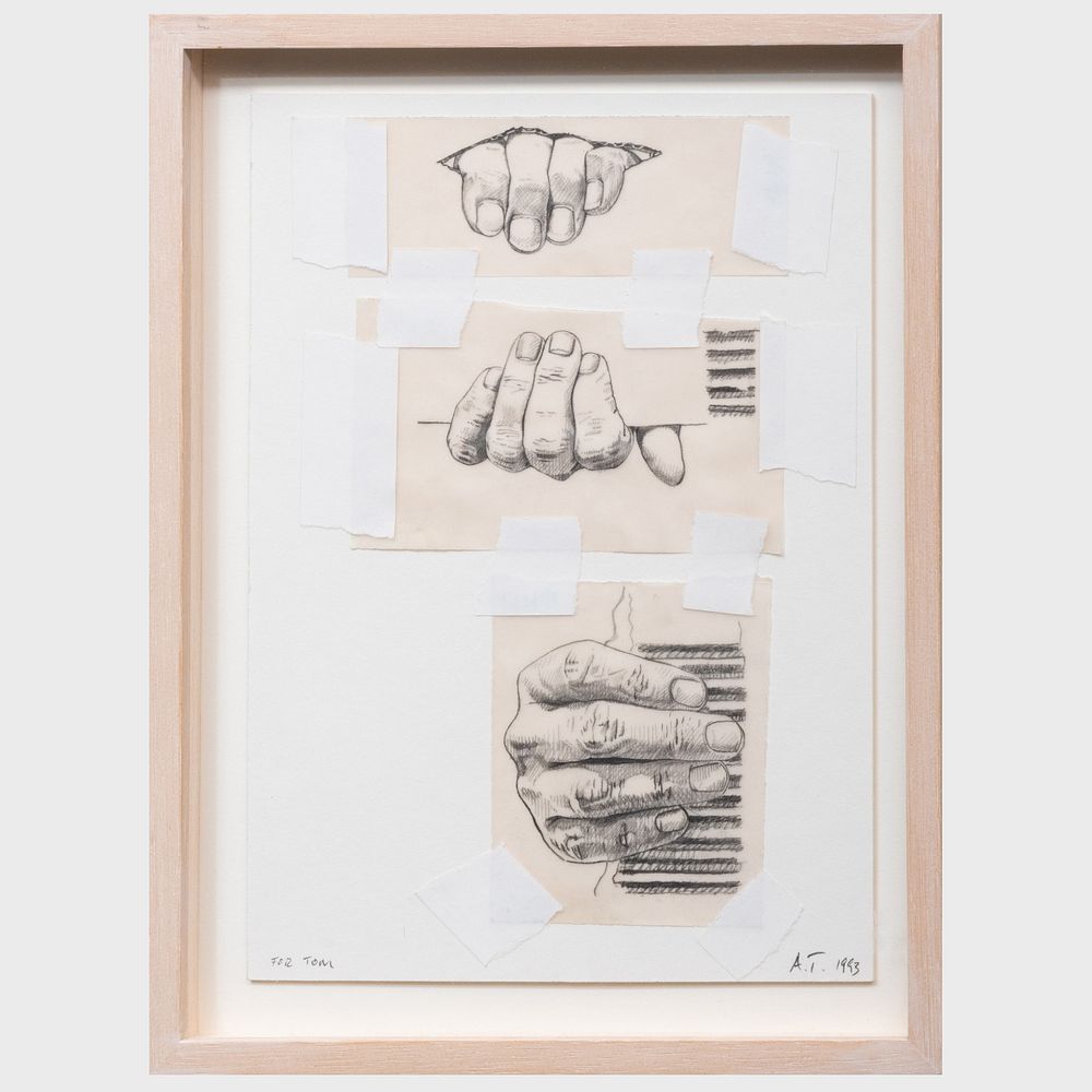 Appraisal: Alan Turner - Hands Pencil and collage on paper signed