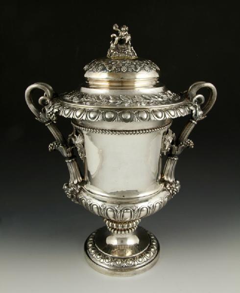 Appraisal: A - English Lidded Wine Cooler Sterling English lidded wine