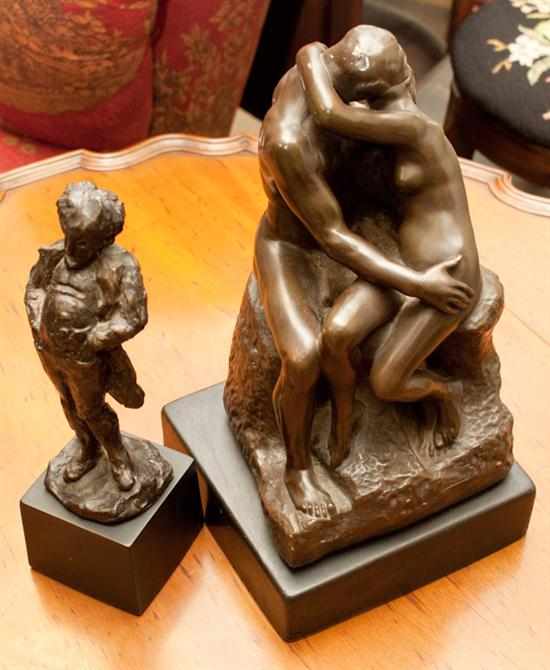 Appraisal: Patinated composite figural group after Auguste Rodin and similar figure