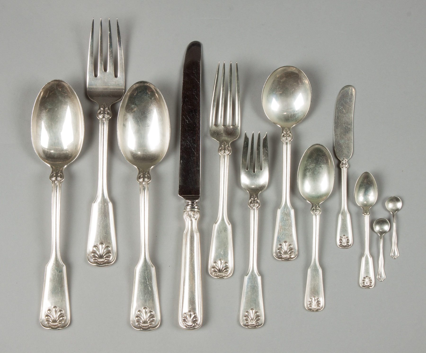 Appraisal: Tiffany Sterling Silver Flatware - Shell Thread Pattern Pieces ozt