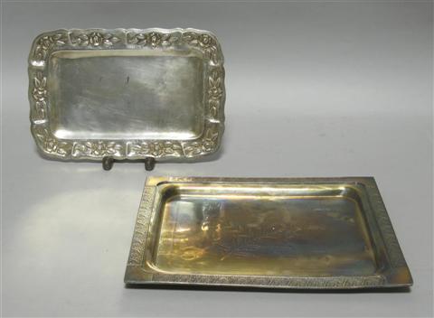 Appraisal: MEXICAN SILVER TRAY Of rectangular shape with a repousse rose