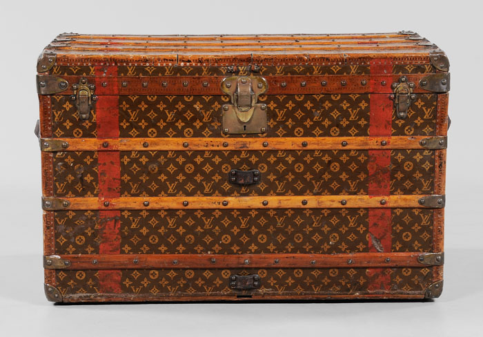 Appraisal: Louis Vuitton Trunk French early th century exterior with brass-tacked