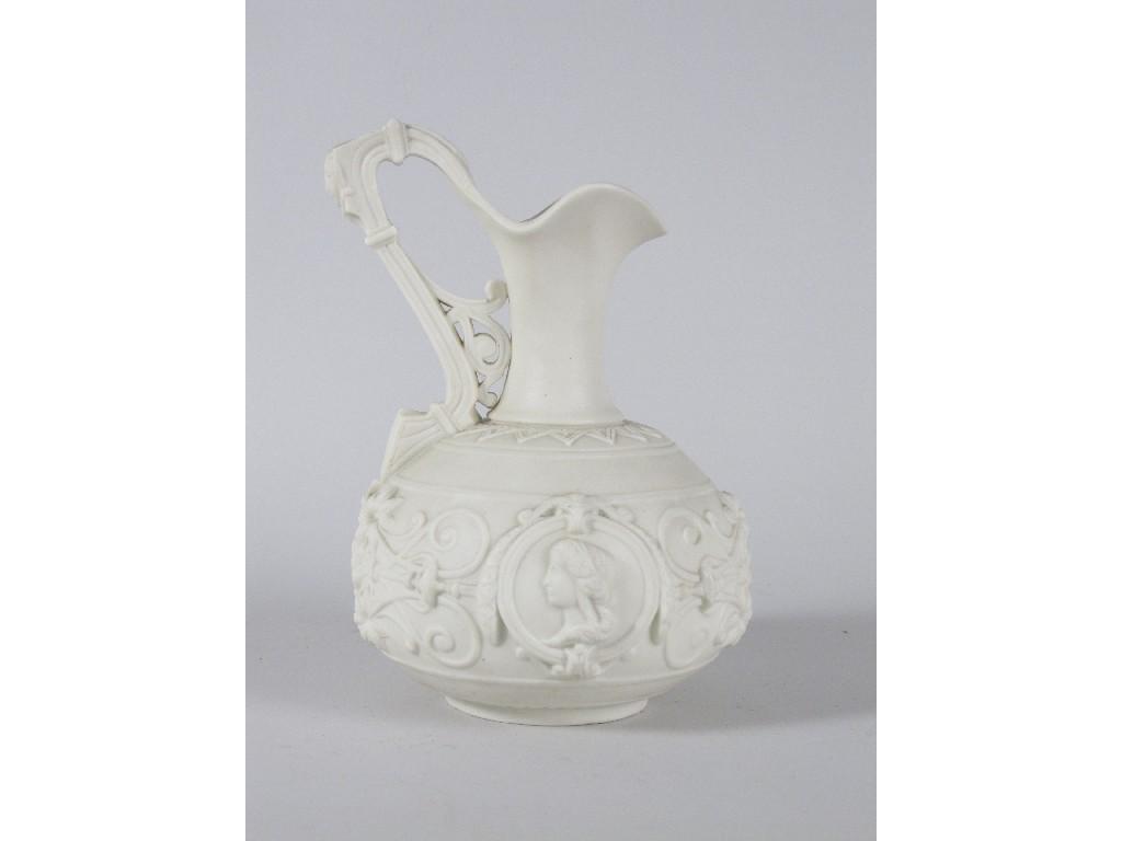 Appraisal: A Victorian Parian Jug the moulded decoration of leafage and