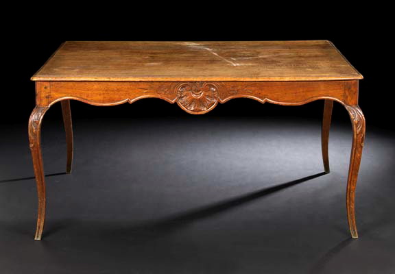 Appraisal: Provincial Louis XV-Style Oak Center Table late th century the