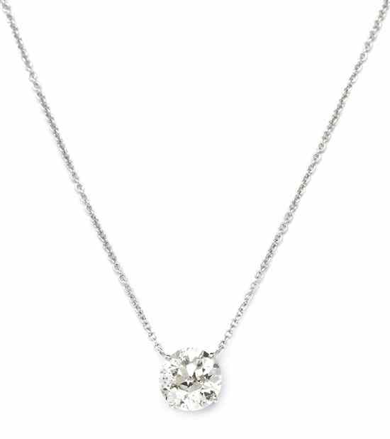 Appraisal: A Karat White Gold and Diamond Solitaire Pendant containing one