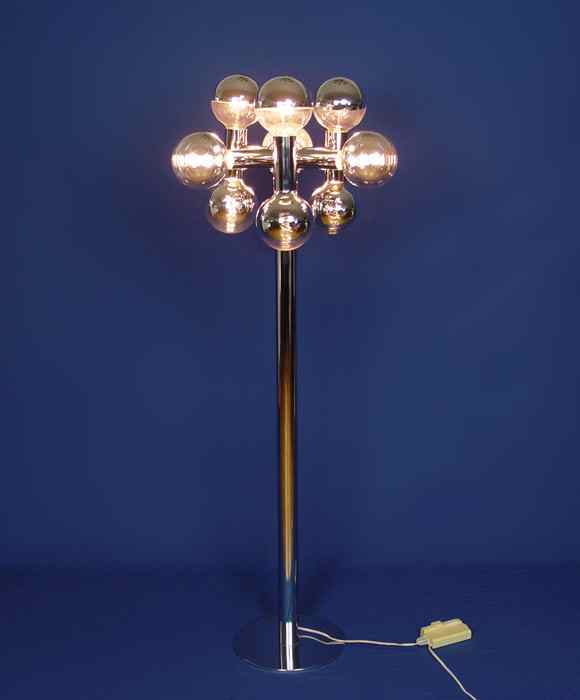 Appraisal: ROBERT SONNEMAN CHROME MODERN FLOOR LAMP Unique moderne lamp with