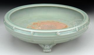 Appraisal: LONGQUAN CELADON GLAZED CENSER LONGQUAN CELADON GLAZED CENSER China Ming