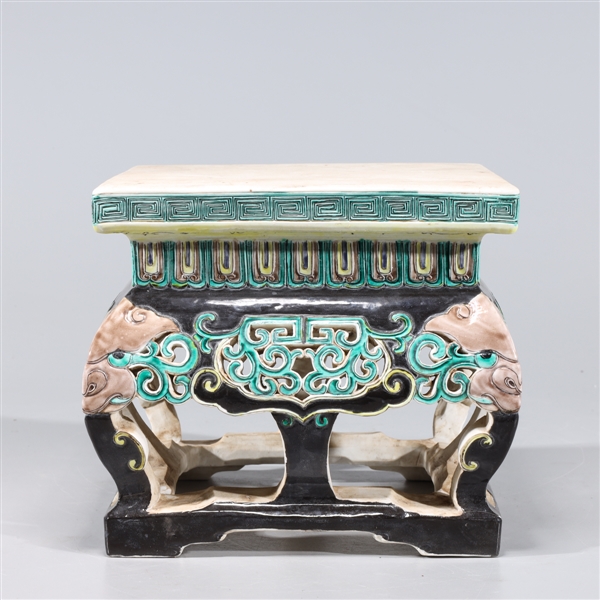 Appraisal: Chinese famille verte enameled porcelain stand with intricate openwork designs