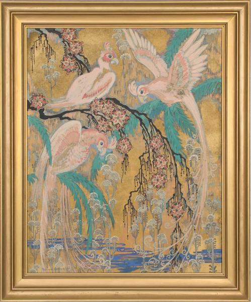 Appraisal: PAULINE SHIRER - OIL WITH GOLD LEAFPauline Laura Pauline Hayes