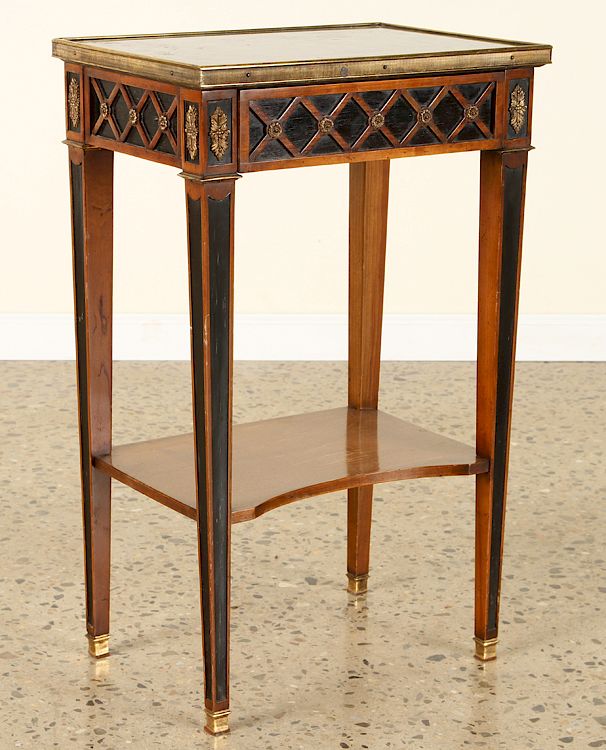 Appraisal: FRENCH DIRECTOIRE STYLE MAHOGANY MARBLE TOP STAND A French Directoire