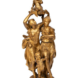 Appraisal: A French Gilt Bronze Figural Group th Century apparently unmarked