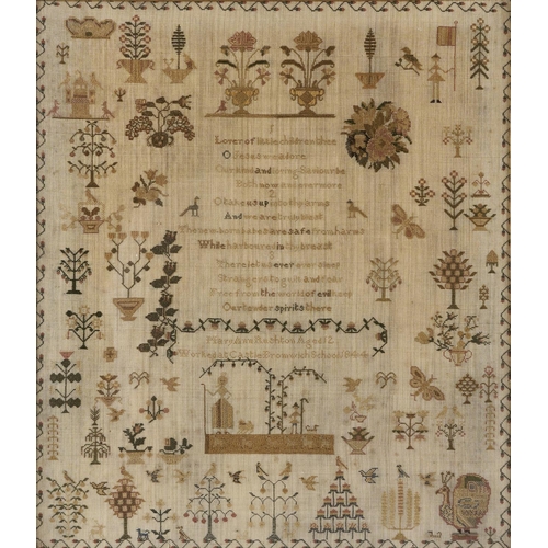 Appraisal: A Victorian linen sampler Mary Ann Rushton aged worked at