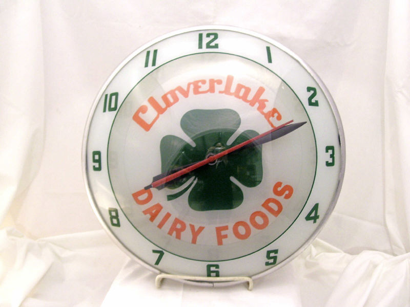 Appraisal: Cloverlake Dairy Foods Bubble Face Clock Bubble face clock White