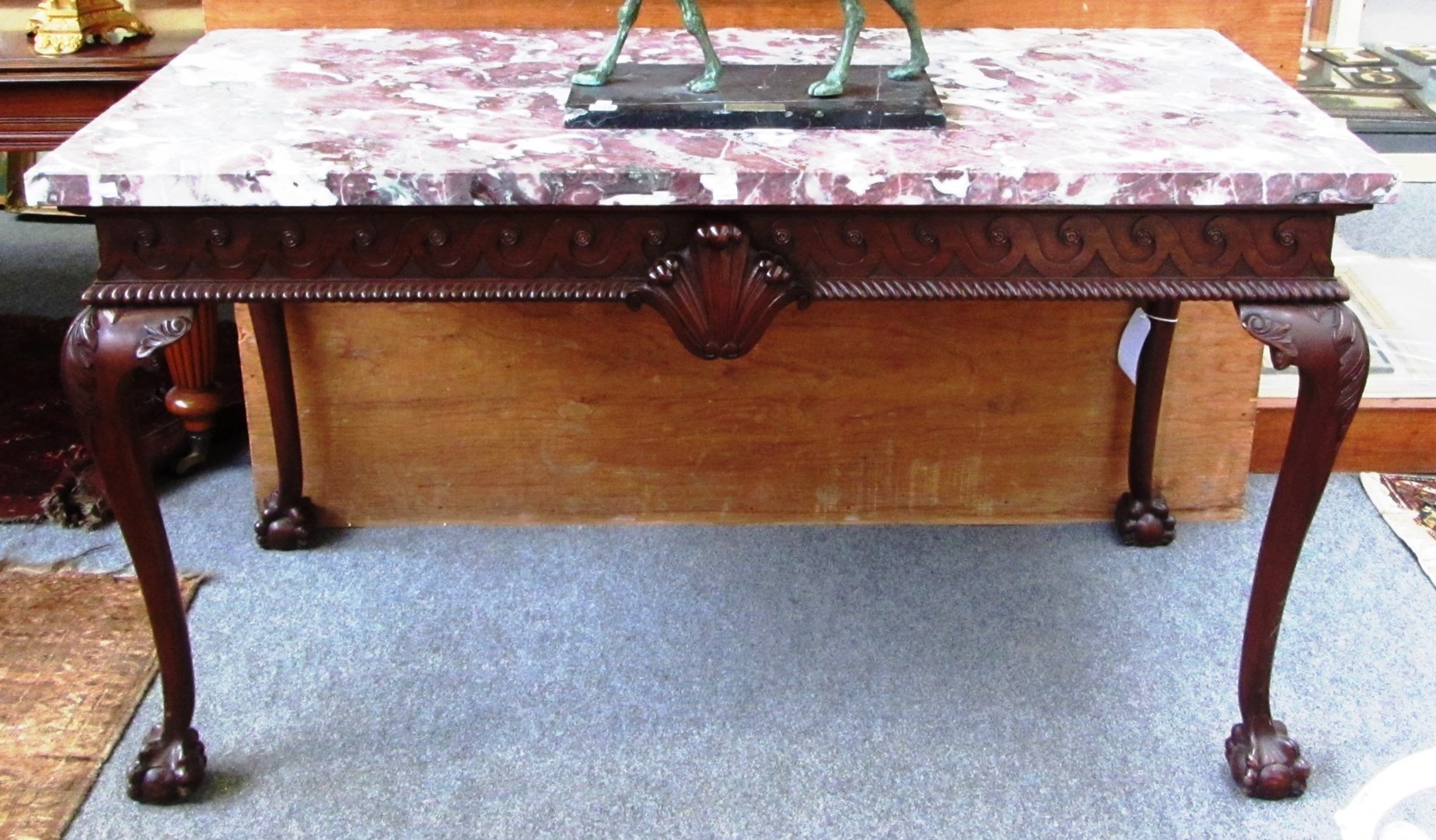 Appraisal: A th century style centre table the rectangular marble top