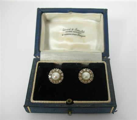 Appraisal: A pair of ct white gold mounted cultured pearl and