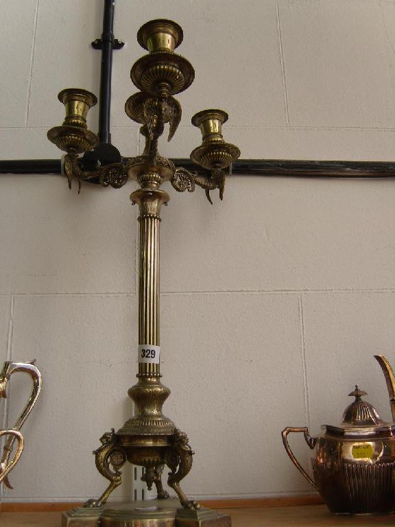 Appraisal: A substantial Victorian -branch candelabra with fluted column and raised