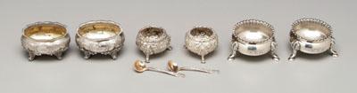 Appraisal: Three pairs silver open salts one pair Gorham coin with