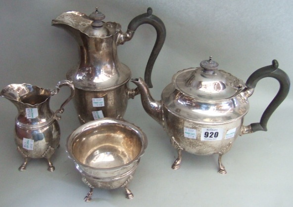 Appraisal: A silver four piece composite tea set comprising a teapot