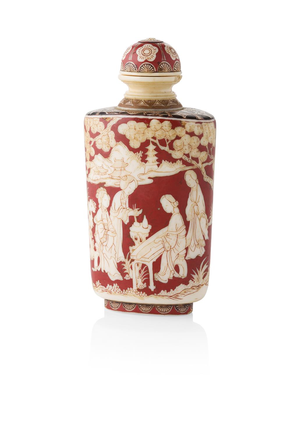 Appraisal: YJAPANESE IVORY SNUFF BOTTLE FOR THE CHINESE MARKET CIRCA decorated