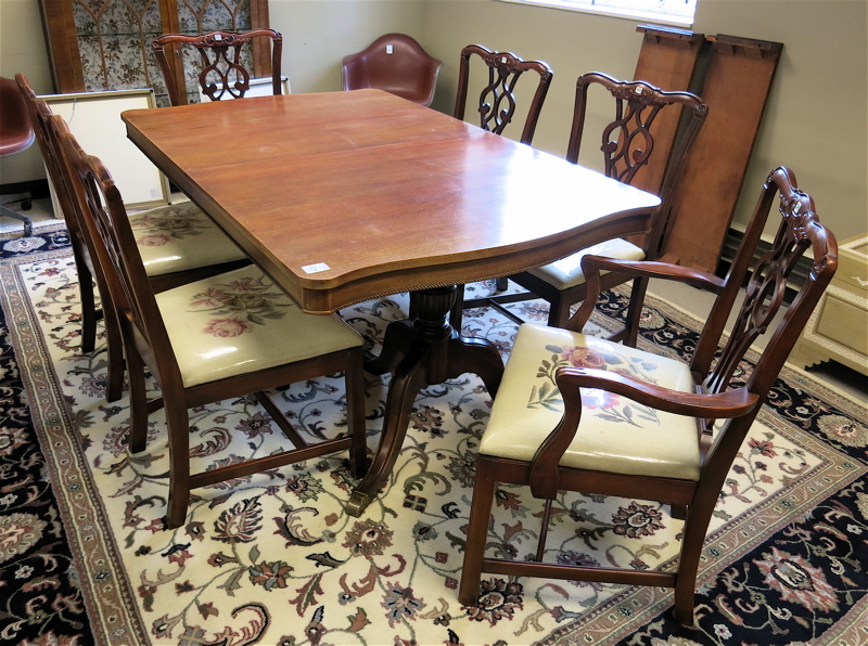 Appraisal: FEDERAL CHIPPENDALE STYLE MAHOGANY DINING TABLE AND CHAIR SET Century