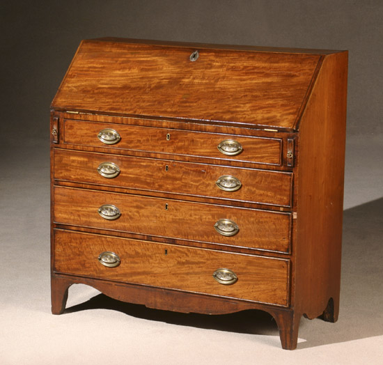 Appraisal: George III Mahogany Slant-Front Bureau Circa The writing lid opening